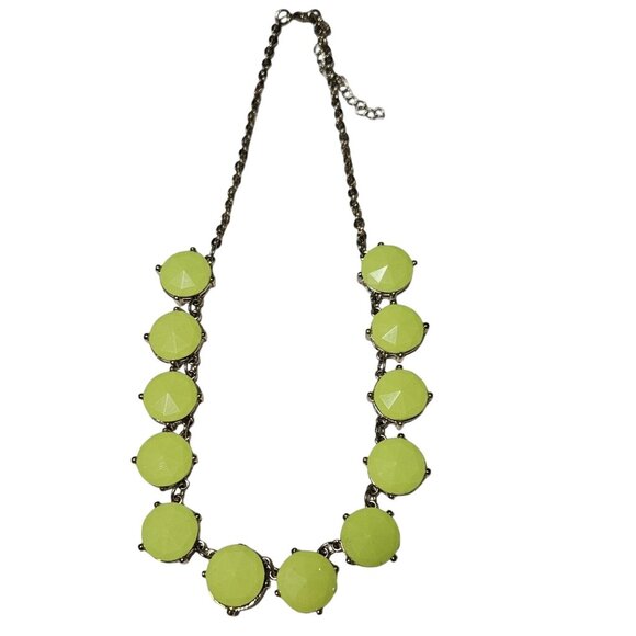 Retro Lime Green Disc Bead Chunky Necklace Statement 70s Fashion Jewelry Women - Picture 1 of 6